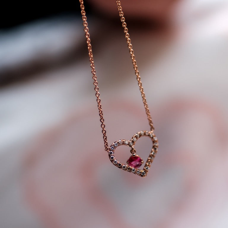 Be Mine Heart Ruby Necklace